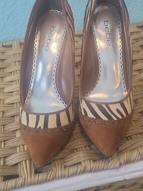 bebe Pony Hair & Suede Pointed Toe Pumps